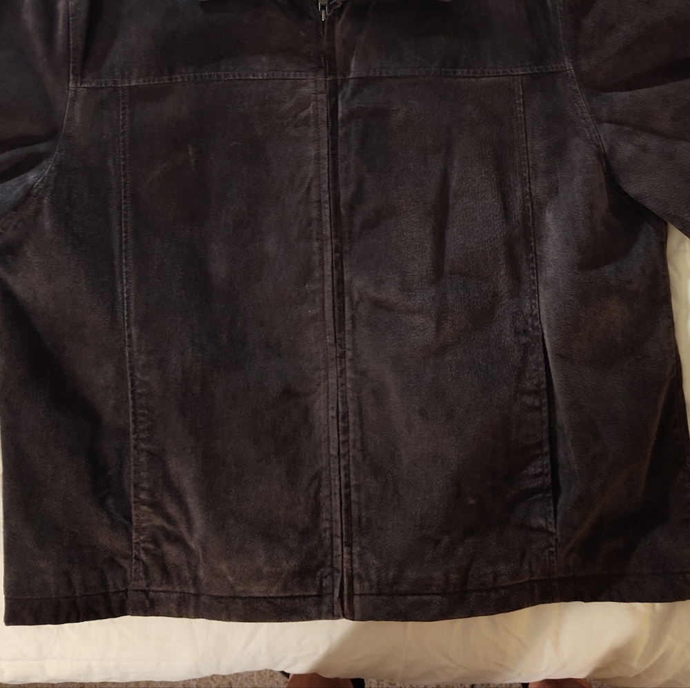 Vintage 90s Men's Dockers Brown Faded Leather Pilot Jacket Western Niker Sz XXL - Picture 11 of 11